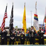 Bataan Chapter presenting colors at the NM United game.